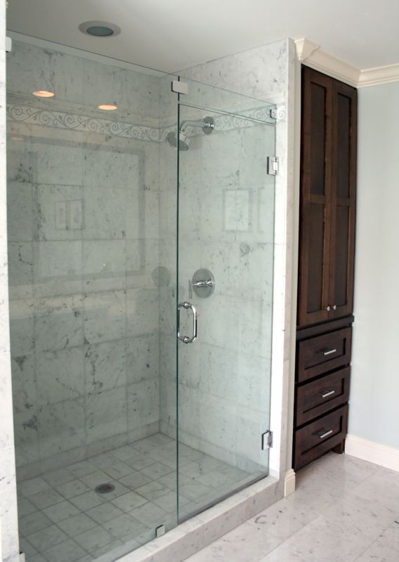 Modern Shower with Clear Glass Panels